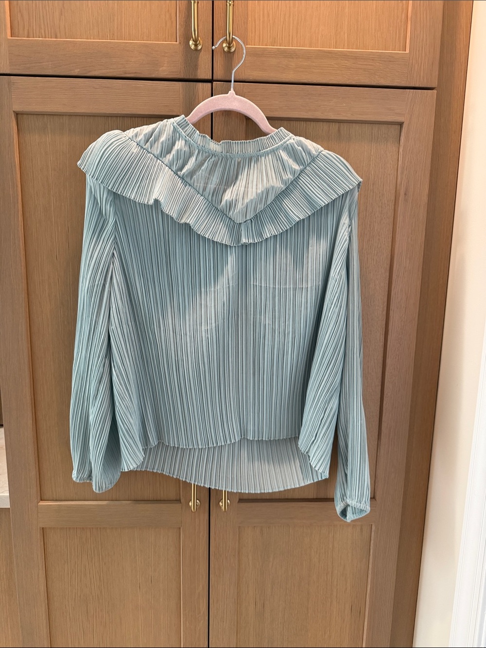 J. Crew Pleated Ruffle Collar Blouse - Sage Green